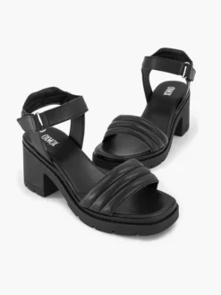 Zwarte Leren Chunky Sandalette -Beroemde Schoenen Winkel 2180757 H5