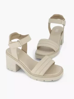 Beige Leren Chunky Sandalette -Beroemde Schoenen Winkel 2180766 H5