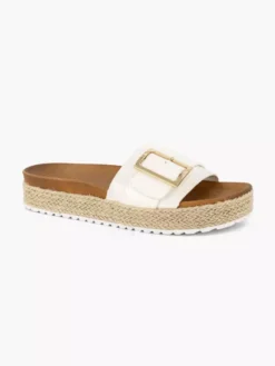 Witte Platform Slipper Siergesp -Beroemde Schoenen Winkel 2180815 H6