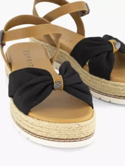 ESPRIT Zwarte Platform Sandaal Touw -Beroemde Schoenen Winkel 2180845 H5