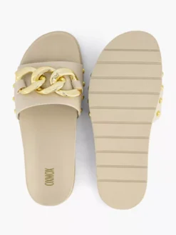 Beige Slipper Sierketting -Beroemde Schoenen Winkel 2180861 H3