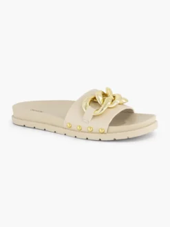 Beige Slipper Sierketting -Beroemde Schoenen Winkel 2180861 H6