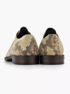 Beige Leren Veterschoen Slangenprint -Beroemde Schoenen Winkel 2182004 H4