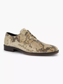 Beige Leren Veterschoen Slangenprint -Beroemde Schoenen Winkel 2182004 H6