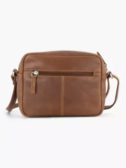 Cognac Leren Schoudertas Slangenprint -Beroemde Schoenen Winkel 2184019 H3