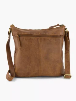 Bruine Leren Schoudertas Gevlochten -Beroemde Schoenen Winkel 2184036 H3