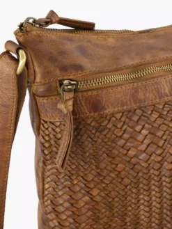 Bruine Leren Schoudertas Gevlochten -Beroemde Schoenen Winkel 2184036 H5