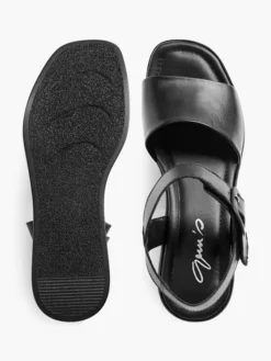 Zwarte Platform Leren Sandaal -Beroemde Schoenen Winkel 2184073 H3