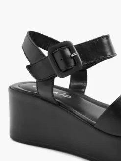 Zwarte Platform Leren Sandaal -Beroemde Schoenen Winkel 2184073 H5