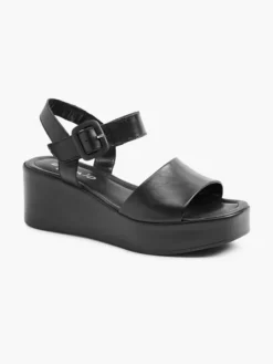 Zwarte Platform Leren Sandaal -Beroemde Schoenen Winkel 2184073 H6