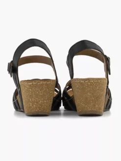 Easy Street Zwarte Leren Sandalen Sleehak -Beroemde Schoenen Winkel 2184604 H4