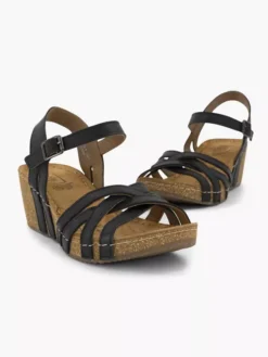 Easy Street Zwarte Leren Sandalen Sleehak -Beroemde Schoenen Winkel 2184604 H5