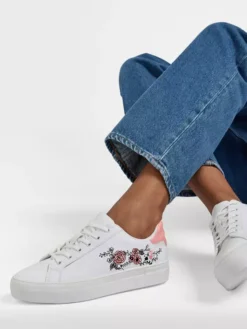 Witte Sneaker Roze Bloemen -Beroemde Schoenen Winkel 2191996 H10