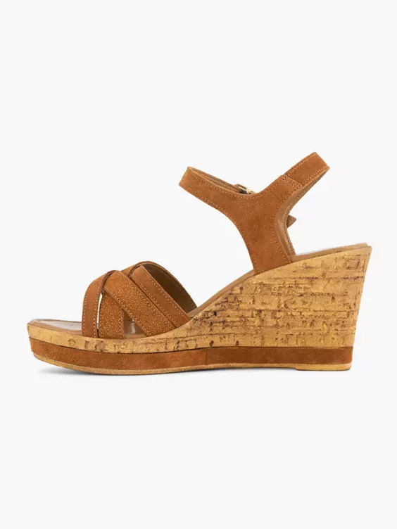 Cognac Sandalette Sleehak 2 Cognac Sandalette Sleehak - Afbeelding 2