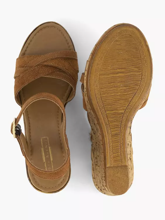 Cognac Sandalette Sleehak 3 Cognac Sandalette Sleehak - Afbeelding 3