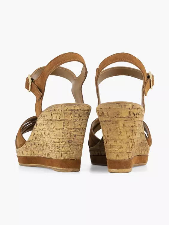 Cognac Sandalette Sleehak 4 Cognac Sandalette Sleehak - Afbeelding 4