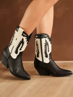 Zwart/ Witte Cowboy Laars -Beroemde Schoenen Winkel 2203453 H9