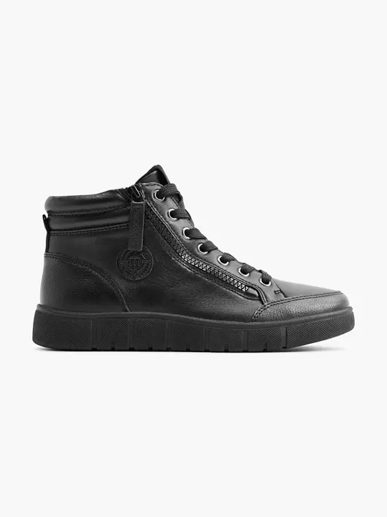 Zwarte Leren Hoge Sneaker 1 Zwarte Leren Hoge Sneaker