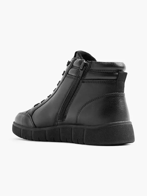 Zwarte Leren Hoge Sneaker 3 Zwarte Leren Hoge Sneaker - Afbeelding 3