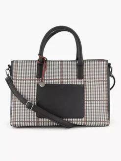 Zwart/ Witte Ruiten Schoudertas