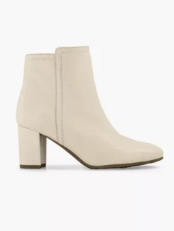 Creme Leren Enkellaars