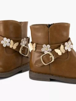 Cognac Enkellaars Vlinders -Beroemde Schoenen Winkel 2242495 H5