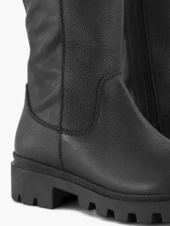 Zwarte Lange Leren Laars -Beroemde Schoenen Winkel 2243696 H5