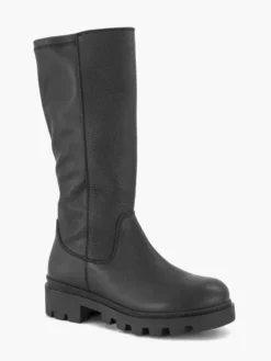 Zwarte Lange Leren Laars -Beroemde Schoenen Winkel 2243696 H6