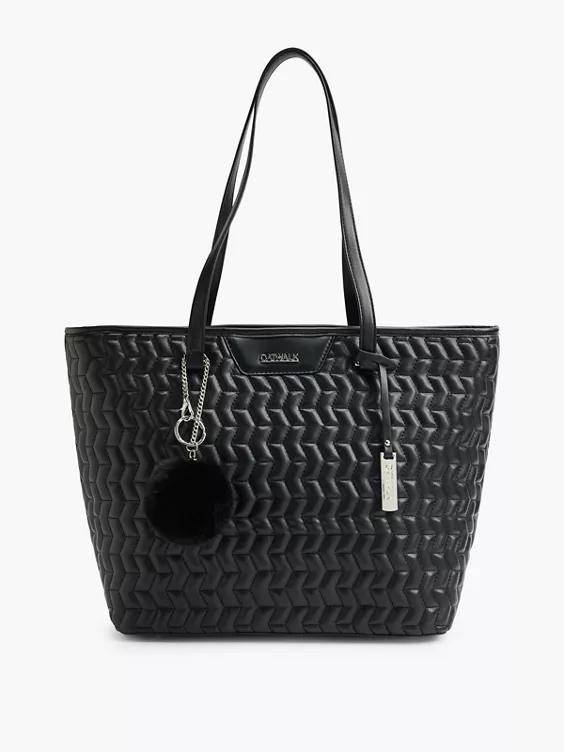 Zwarte Shopper Doorgestikt 2 Zwarte Shopper Doorgestikt - Afbeelding 2