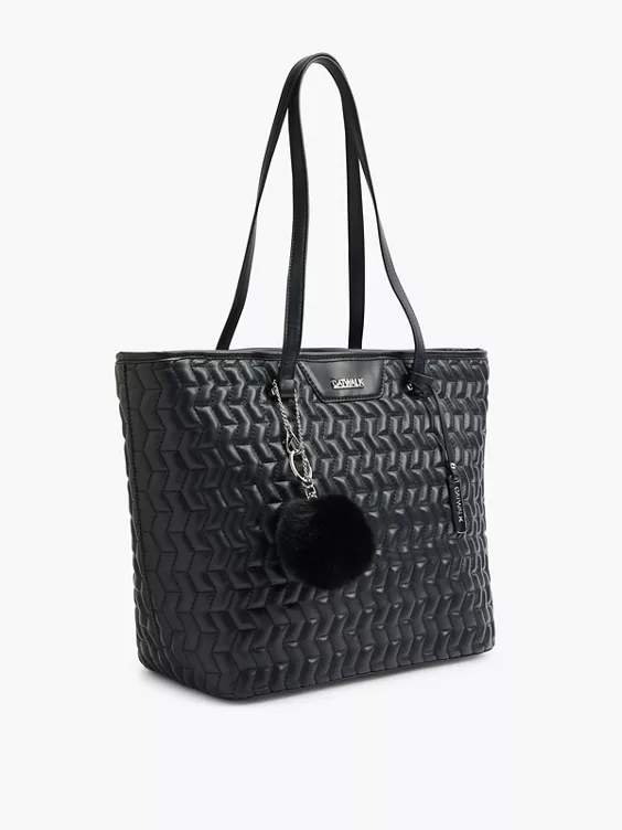 Zwarte Shopper Doorgestikt 4 Zwarte Shopper Doorgestikt - Afbeelding 4