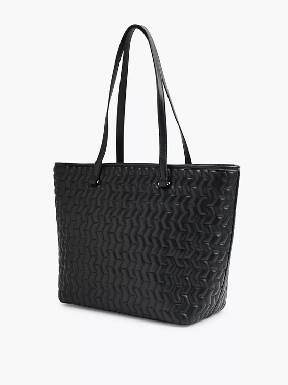 Zwarte Shopper Doorgestikt 6 Zwarte Shopper Doorgestikt - Afbeelding 6