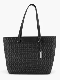 Zwarte Shopper Doorgestikt