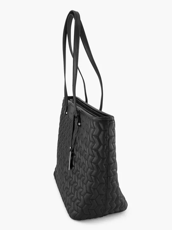 Zwarte Shopper Doorgestikt 3 Zwarte Shopper Doorgestikt - Afbeelding 3