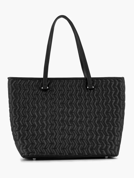 Zwarte Shopper Doorgestikt 5 Zwarte Shopper Doorgestikt - Afbeelding 5