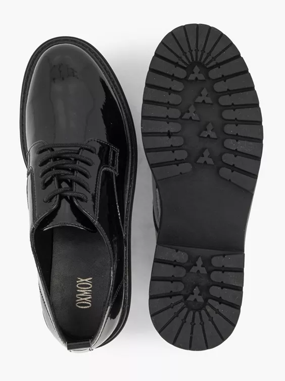 Zwarte Chunky Veterschoen Lak 3 Zwarte Chunky Veterschoen Lak - Afbeelding 3