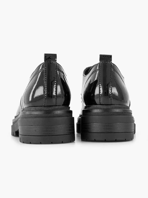Zwarte Chunky Veterschoen Lak 4 Zwarte Chunky Veterschoen Lak - Afbeelding 4
