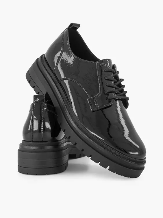 Zwarte Chunky Veterschoen Lak 5 Zwarte Chunky Veterschoen Lak - Afbeelding 5