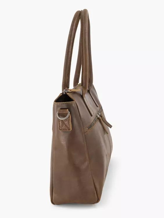 Bruine Leren Schoudertas 2 Bruine Leren Schoudertas - Afbeelding 2