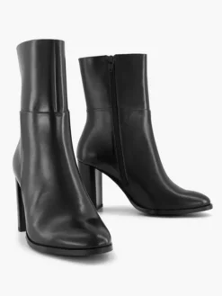 Zwarte Leren Enkellaars Hoge Hak -Beroemde Schoenen Winkel 2251056 H5