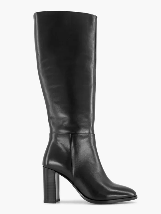 Zwarte Lange Leren Laars Hoge Hak 1 Zwarte Lange Leren Laars Hoge Hak