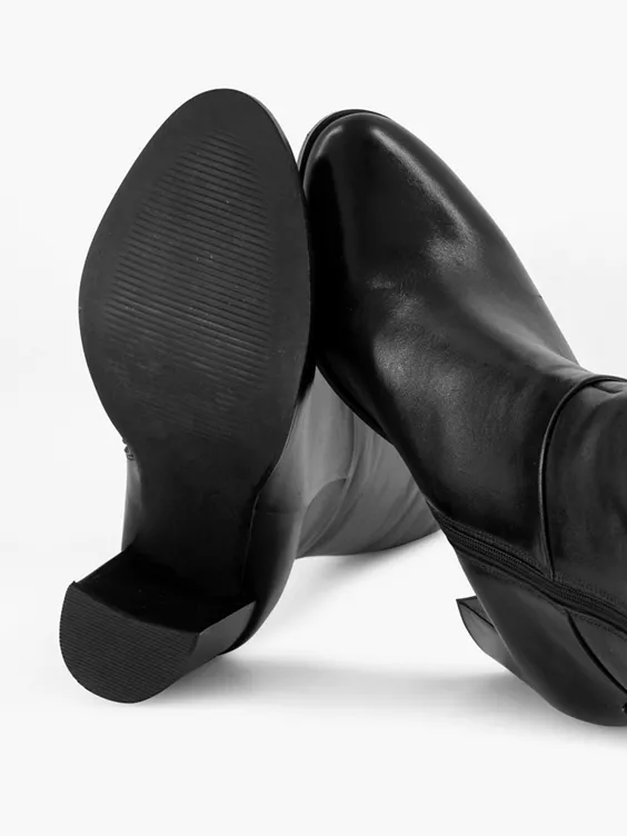 Zwarte Lange Leren Laars Hoge Hak 3 Zwarte Lange Leren Laars Hoge Hak - Afbeelding 3