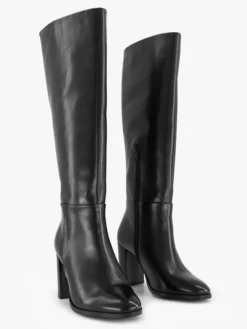 Zwarte Lange Leren Laars Hoge Hak 10 Zwarte Lange Leren Laars Hoge Hak -Beroemde Schoenen Winkel 2251072 H5