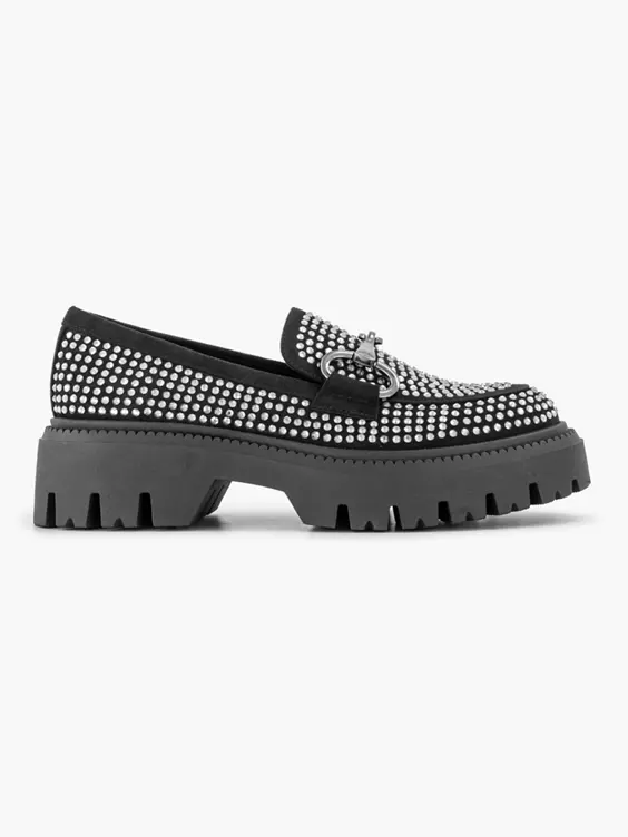 Zwarte Chunky Loafer Steentjes 1 Zwarte Chunky Loafer Steentjes